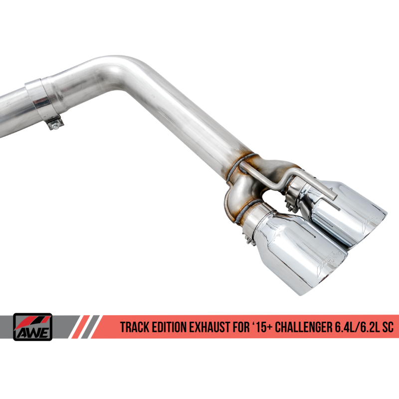 AWE Tuning 2015+ Dodge Challenger 6.4L/6.2L SC Track Edition Exhaust - Quad Chrome Silver Tips