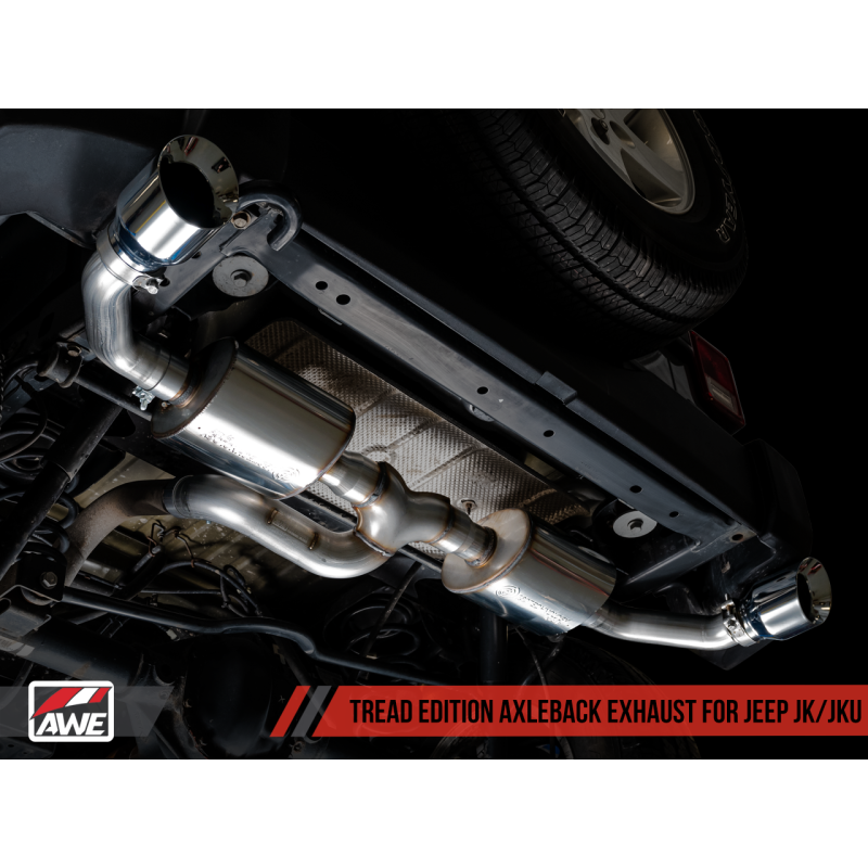 AWE Tuning 07-18 Jeep Wrangler JK/JKU 3.6L Tread Edition Axle-Back Dual Exhaust - Chrome Silver Tips
