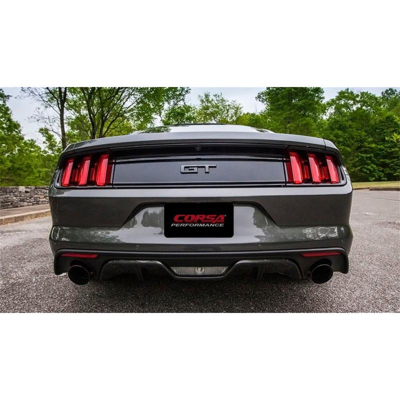 Corsa 3in Touring Axle Back Exhaust - Black Dual Tips - 2015-2017 Ford Mustang GT 5.0