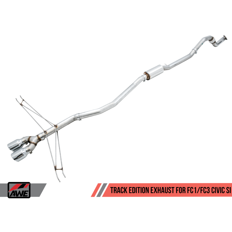 AWE Tuning 2016+ Honda Civic Si Track Edition Exhaust w/Front Pipe & Triple Chrome Silver Tips