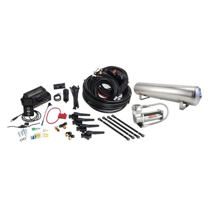 Air Lift Performance 3H (3/8 Air Line 4 Gal 5-Port  Polished Aluminum Tank VIAIR 444C Comp) - T1 Motorsports