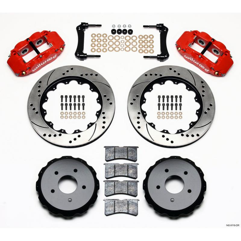 Wilwood Narrow Superlite 4R Rear Kit 14.00in Drill Red 97-04 Corvette C5/Z06 05-13 C6 - T1 Motorsports