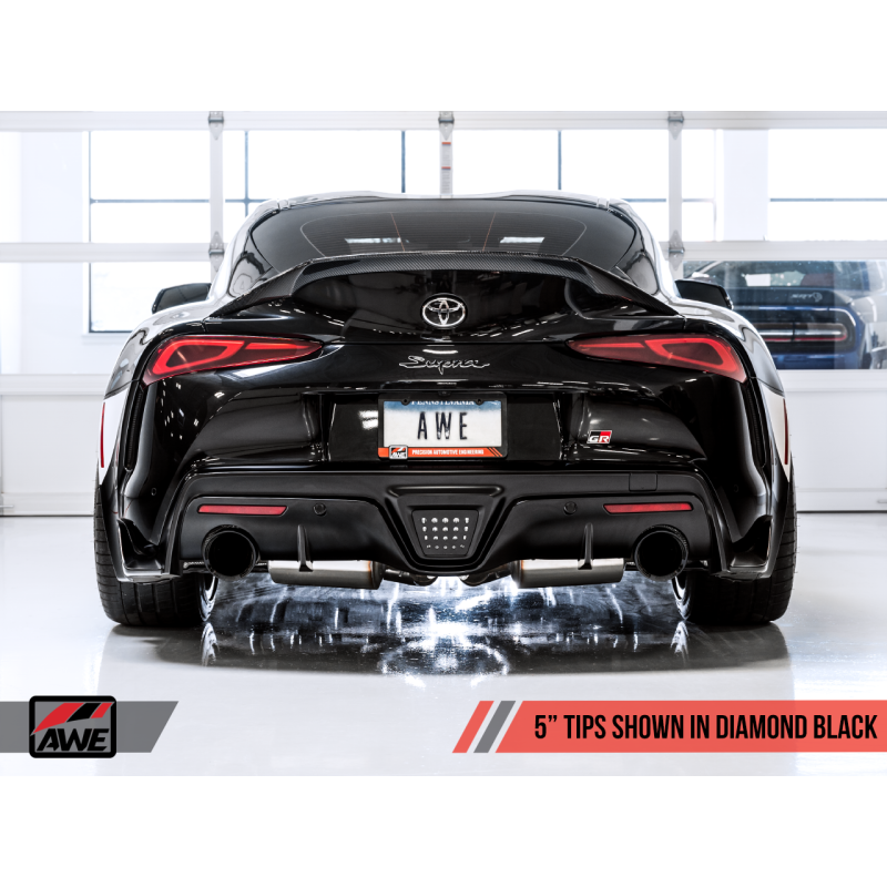 AWE 2020+ Toyota Supra A90 Non-Resonated Touring Edition Exhaust - 5in Diamond Black Tips