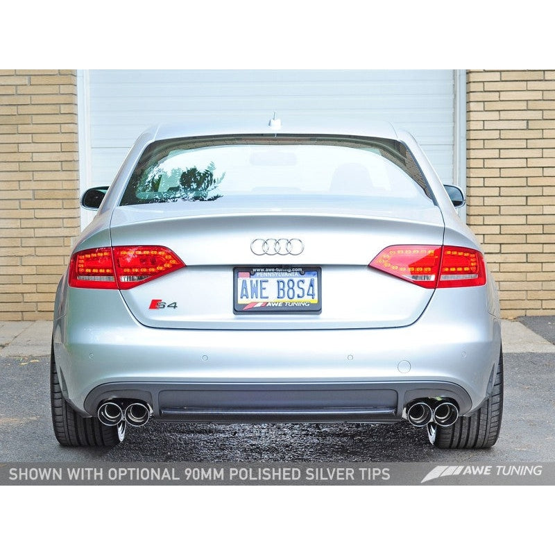 AWE Tuning Audi B8 / B8.5 S4 3.0T Track Edition Exhaust - Chrome Silver Tips (90mm)