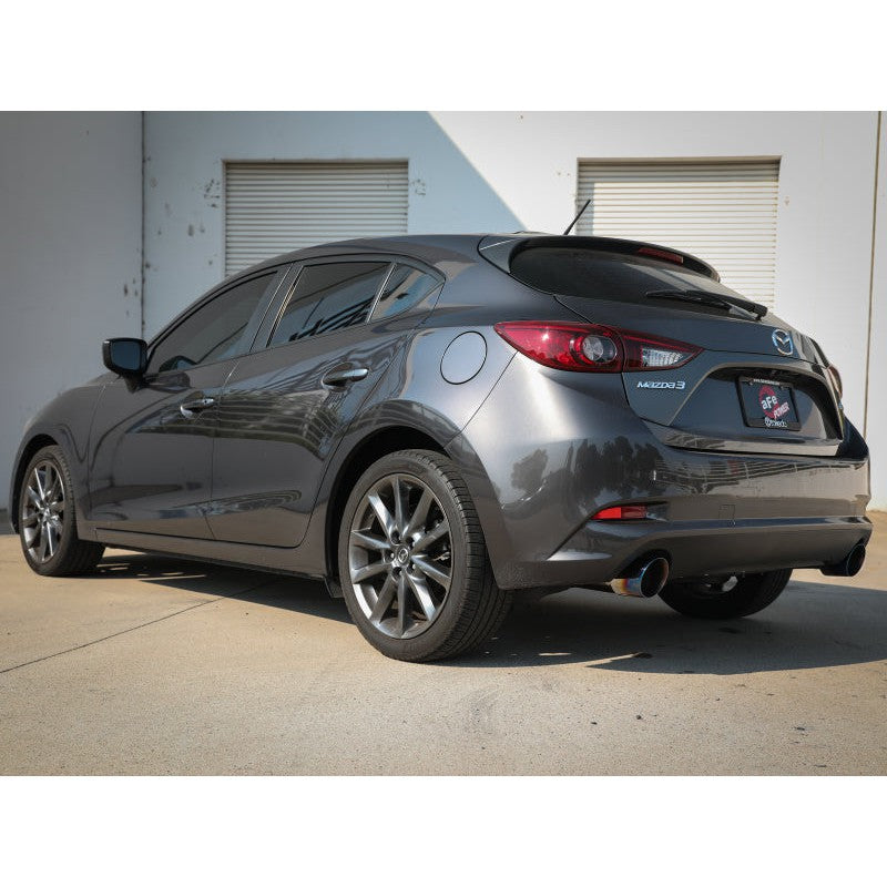 aFe Takeda 2-1/2in 304 SS Cat-Back Exhaust w/ Blue Flame Tips 14-18 Mazda 3 L4 2.0L/2.5L