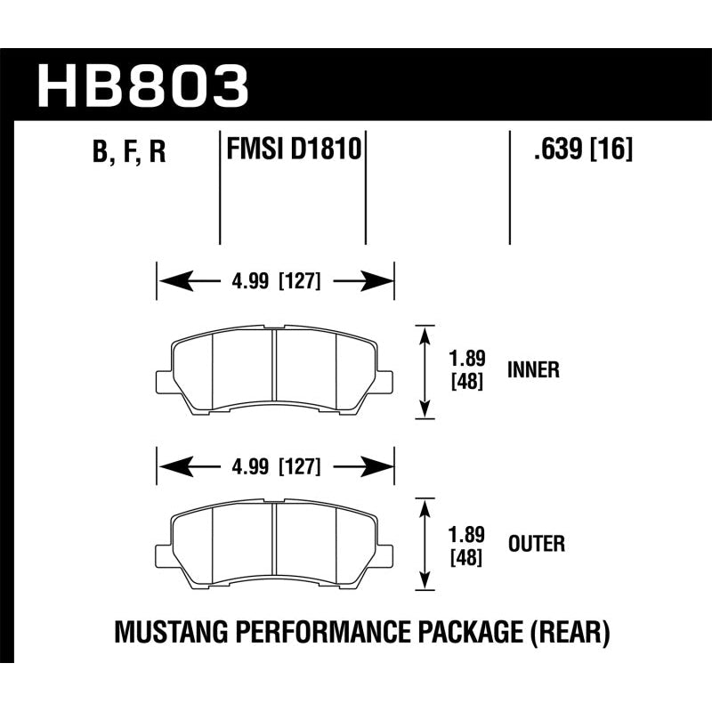 Hawk 16-17 Ford Mustang Brembo Package HPS Rear Brake Pads - T1 Motorsports
