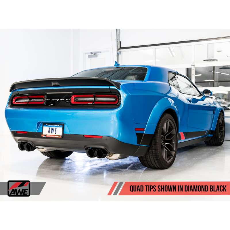 AWE Tuning 2015+ Dodge Challenger 6.4L/6.2L SC Track Edition Exhaust - Quad Diamond Black Tips