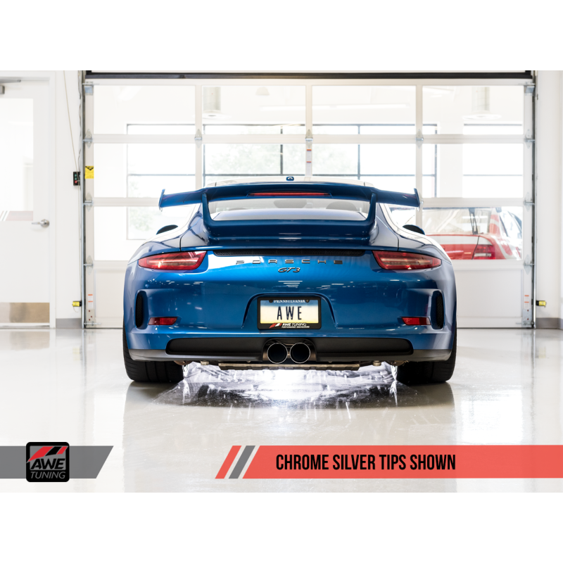 AWE Tuning Porsche 991 GT3 / RS SwitchPath Exhaust - Chrome Silver Tips