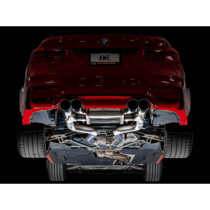 AWE Tuning BMW F8X M3/M4 Track Edition Catback Exhaust - Chrome Silver Tips - T1 Motorsports