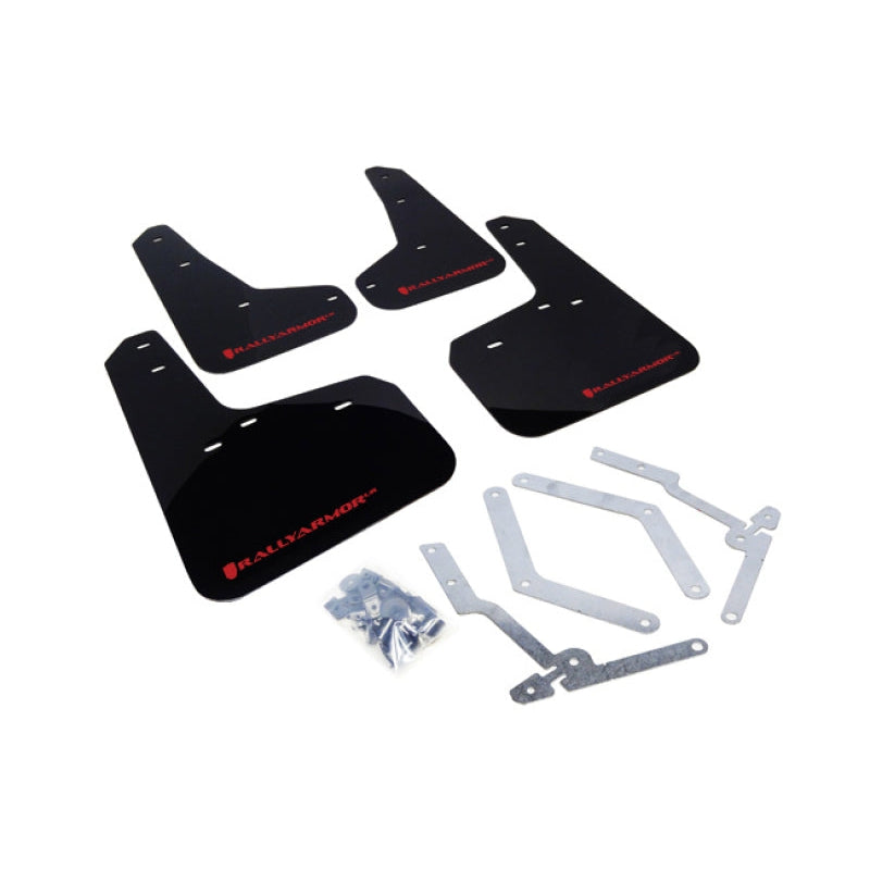Rally Armor 12-19 Ford Focus ST / 16-19 RS Black Mud Flap w/ Red Logo - T1 Motorsports