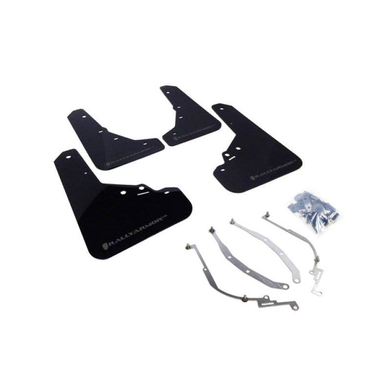 Rally Armor 12-18 Fiat 500 (Pop/Sport/Lounge/Abarth) Black UR Mud Flap w/ Grey Logo - T1 Motorsports