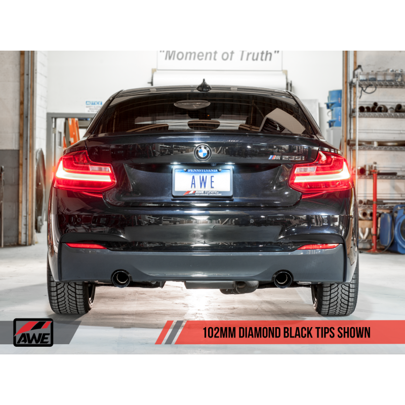 AWE Tuning BMW F22 M235i / M240i Touring Edition Axle-Back Exhaust - Diamond Black Tips (90mm) - T1 Motorsports