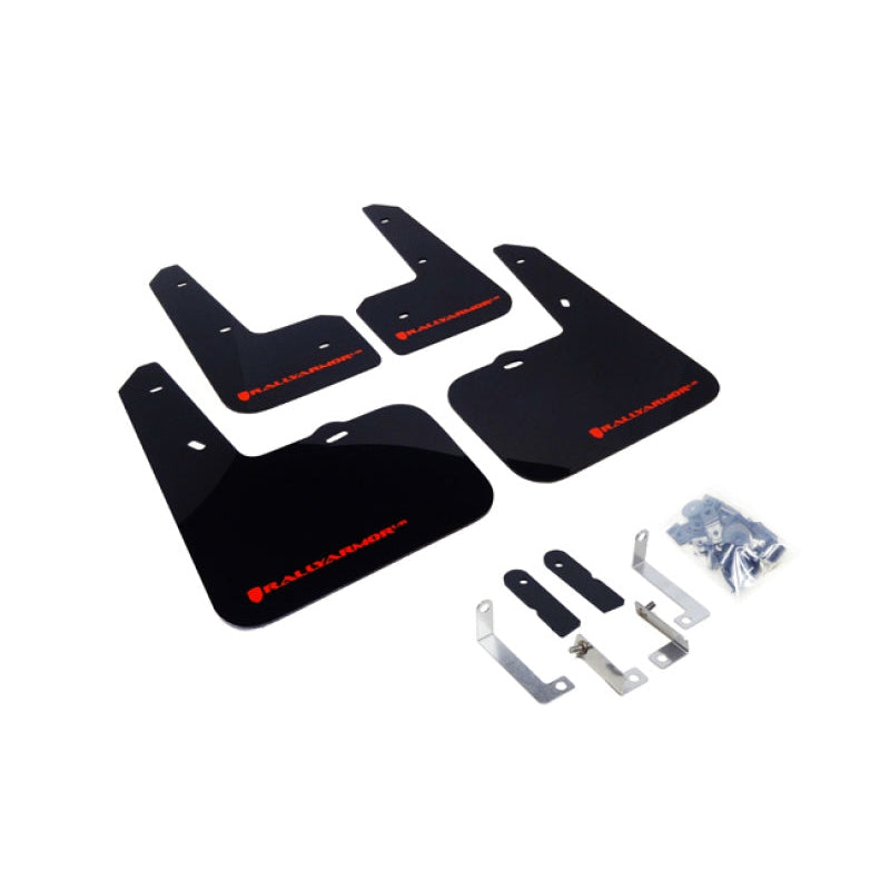 Rally Armor 12-18 Hyundai Veloster Black UR Mud Flap w/ Red Logo - T1 Motorsports