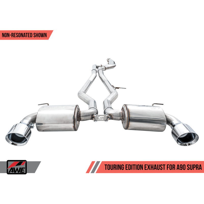 AWE Tuning 2020+ Toyota Supra A90 Non-Resonated Touring Edition Exhaust - 5in Chrome Silver Tips