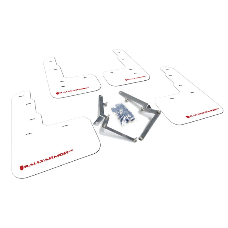 Rally Armor 17-21 Honda Civic Type R White UR Mud Flap w/ Red Logo - T1 Motorsports