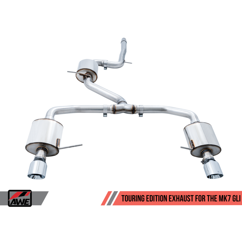 AWE Tuning 18-21 Volkswagen Jetta GLI Mk7 Touring Exhaust - Diamond Black Tips (Fits High-Flow DP) - T1 Motorsports