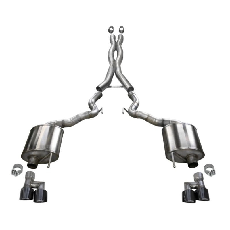 Corsa 18-20 Ford Mustang GT Convertible w/o Active Valves Sport Cat-Back w/ Black PVD 4in Tips - T1 Motorsports