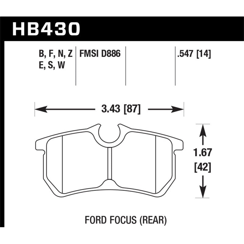 Hawk 00-07 Ford Focus DTC30 Rear Race Brake Pads - T1 Motorsports