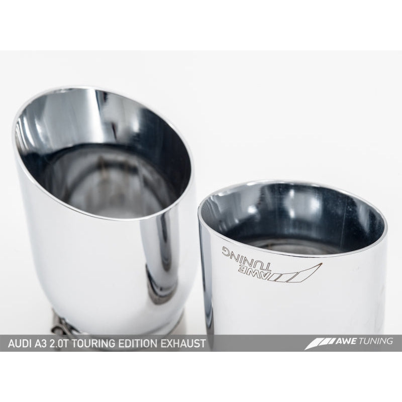 AWE Tuning Audi 8V A3 Touring Edition Exhaust - Dual Outlet Chrome Silver 90 mm Tips