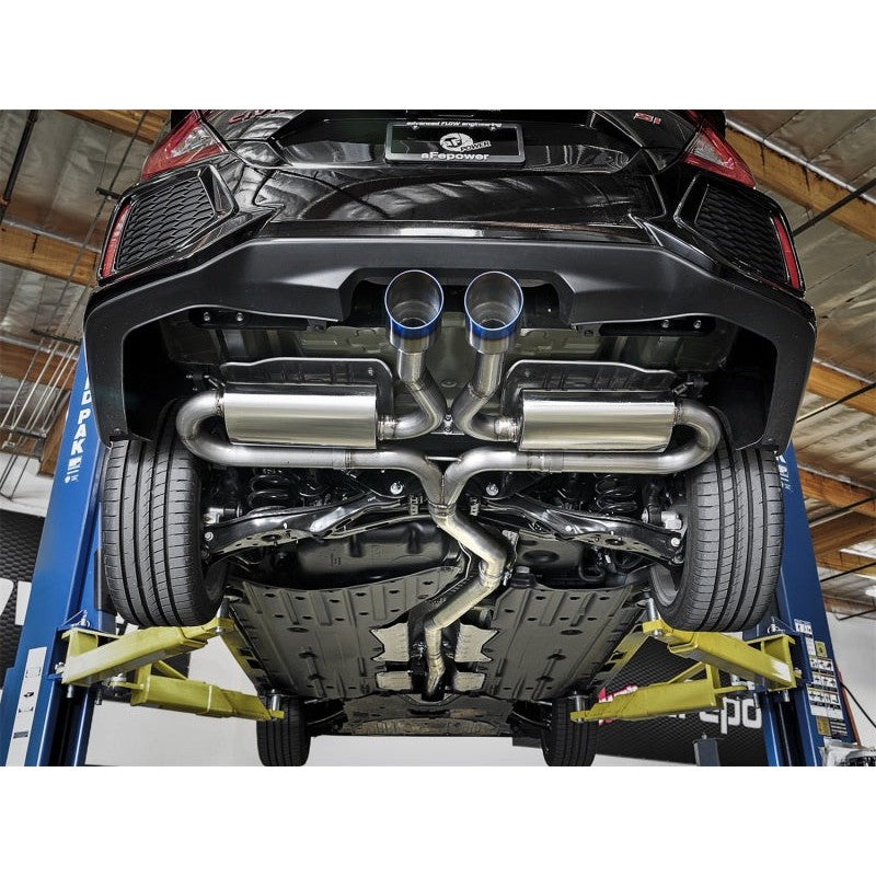 aFe Takeda 3in 304 SS Cat-Back Exhaust System w/ Blue Tips 2017+ Honda Civic Si 4Dr I4 1.5L (t)
