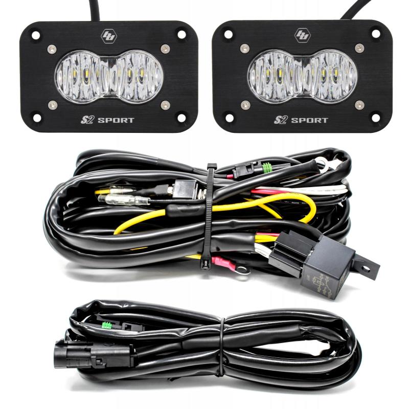 Baja Designs S2 Sport Flush Mount Wide Cornering Pattern LED Work Light Clear Lens Kit - T1 Motorsports