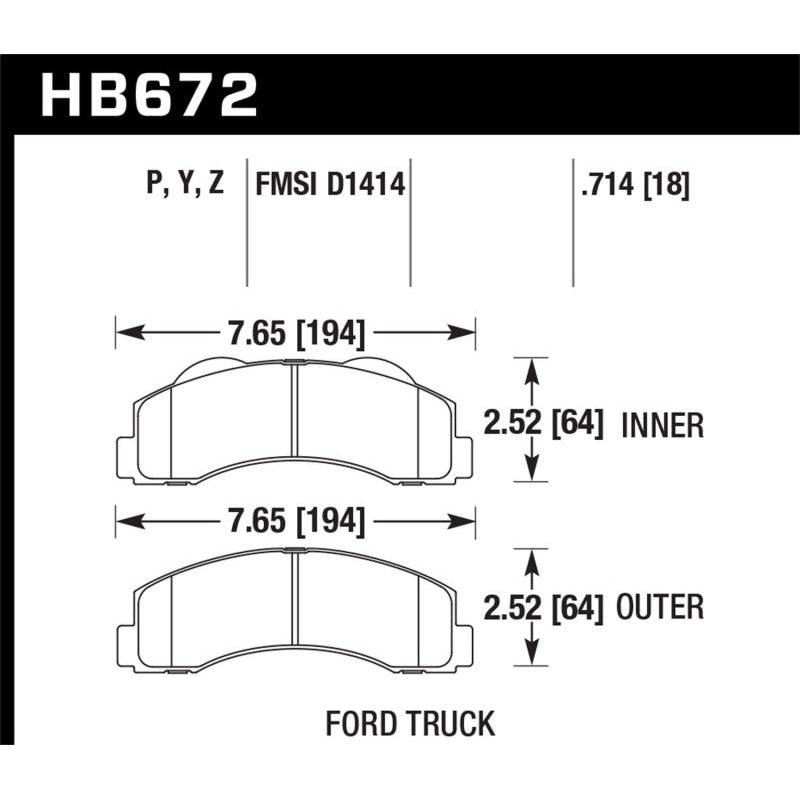 Hawk 10-11 Ford Expedition/F-150 SVT Raptor / 10-11 F-150 Performance Ceramic Front Street Brake Pad - T1 Motorsports