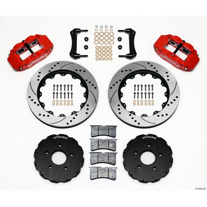 Wilwood Narrow Superlite 6R Front Hat Kit 14.00in Drill Red 2005-up Corvette C6 - T1 Motorsports