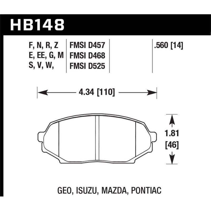 Hawk 89-93 Miata Blue 9012 Race Front Brake Pads D525 - T1 Motorsports