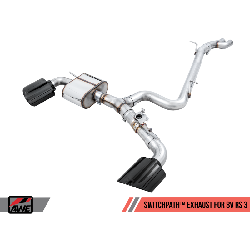 AWE Tuning 17-19 Audi RS3 8V SwitchPath Exhaust w/Diamond Black RS-Style Tips - T1 Motorsports