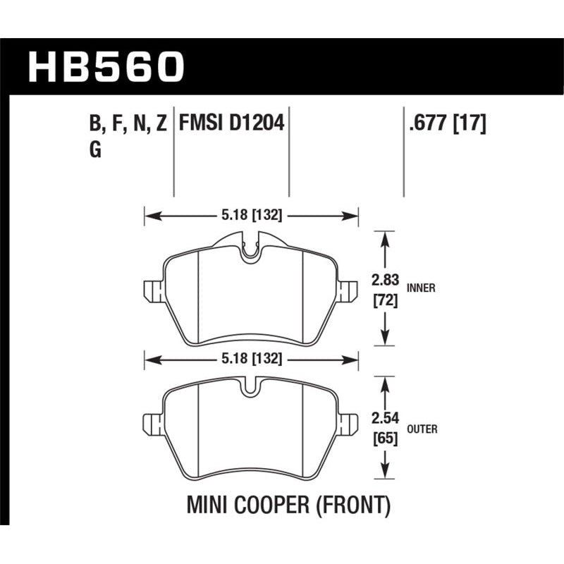 Hawk 05-06 JCW R53 Cooper S & 07+ R56 Cooper S HPS Street Front Brake Pads - T1 Motorsports