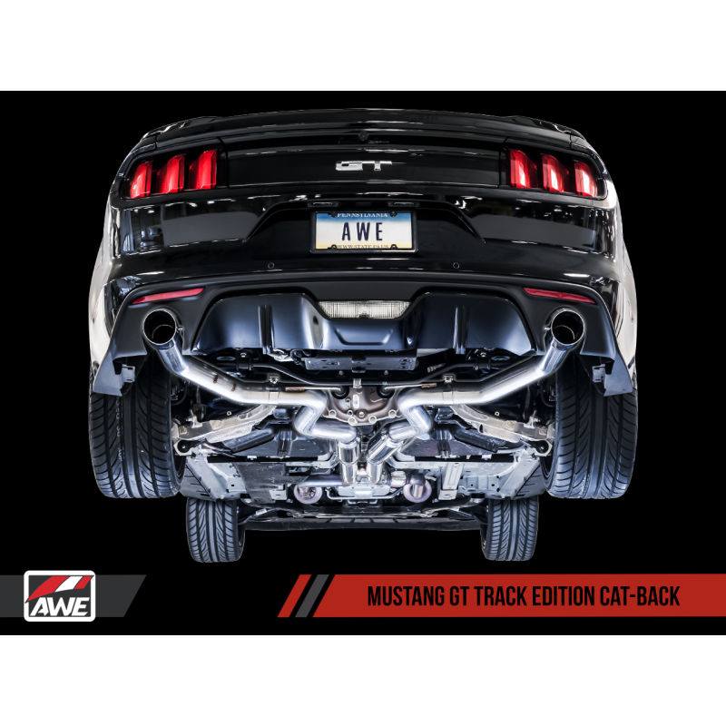 AWE Tuning S550 Mustang GT Cat-back Exhaust - Track Edition (Chrome Silver Tips)