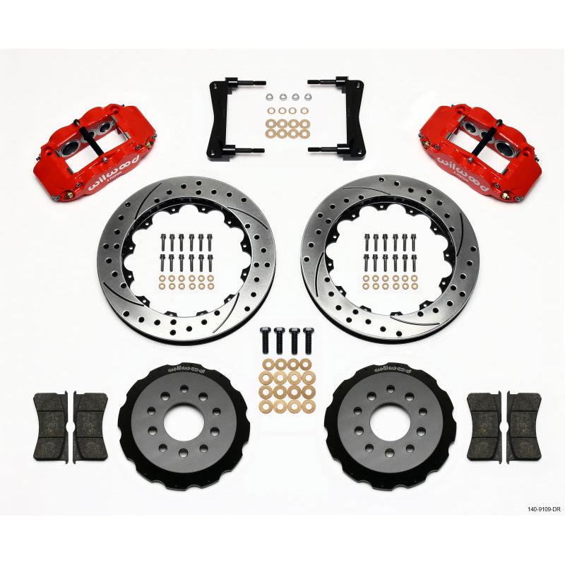 Wilwood Narrow Superlite 6R Front Hat Kit 13.06in Drill Red 2005-2014 Mustang - T1 Motorsports