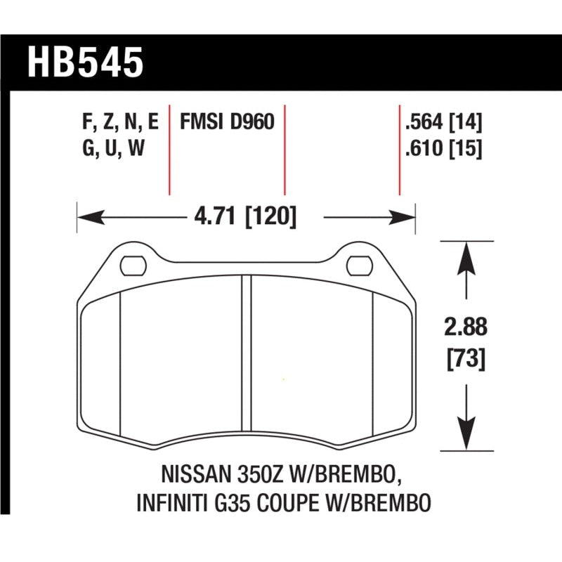 Hawk 03-04 Infiniti G35 / 04-09 Nissan 350z w/ Brembo Brakes DTC-70 Race Front Brake Pads - T1 Motorsports
