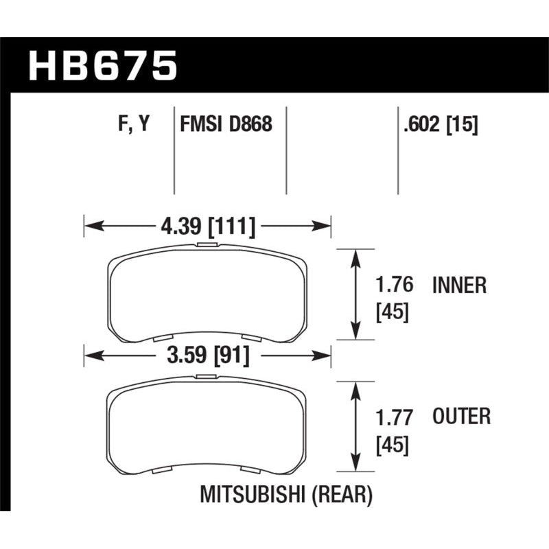 Hawk 09+ Mitsubishi Lancer Ralliart / 08+ Lancer GTS LTS Rear Brake Pads - T1 Motorsports