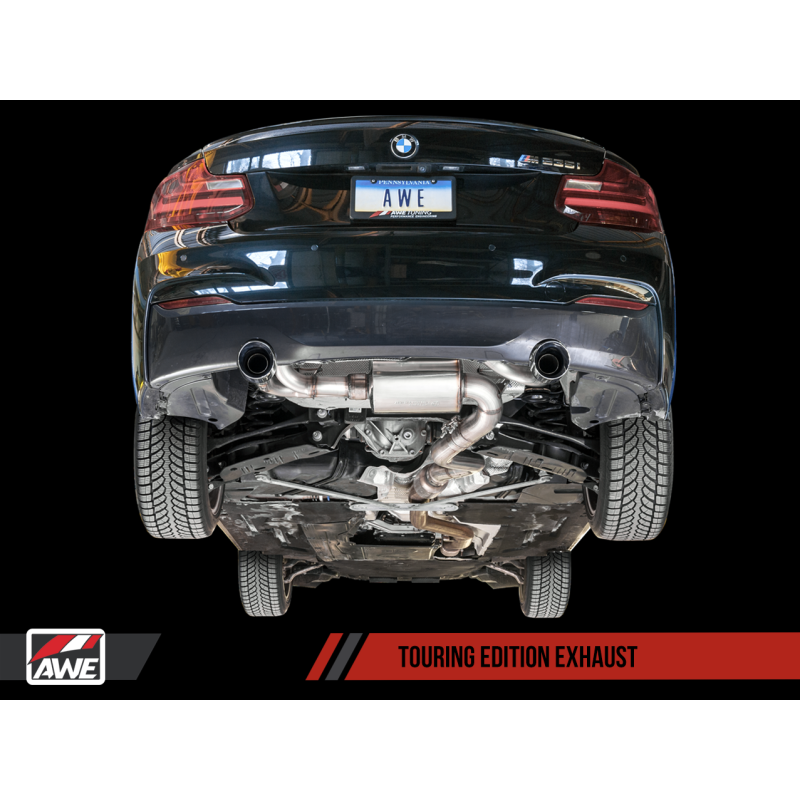 AWE Tuning BMW F22 M235i / M240i Touring Edition Axle-Back Exhaust - Diamond Black Tips (90mm) - T1 Motorsports