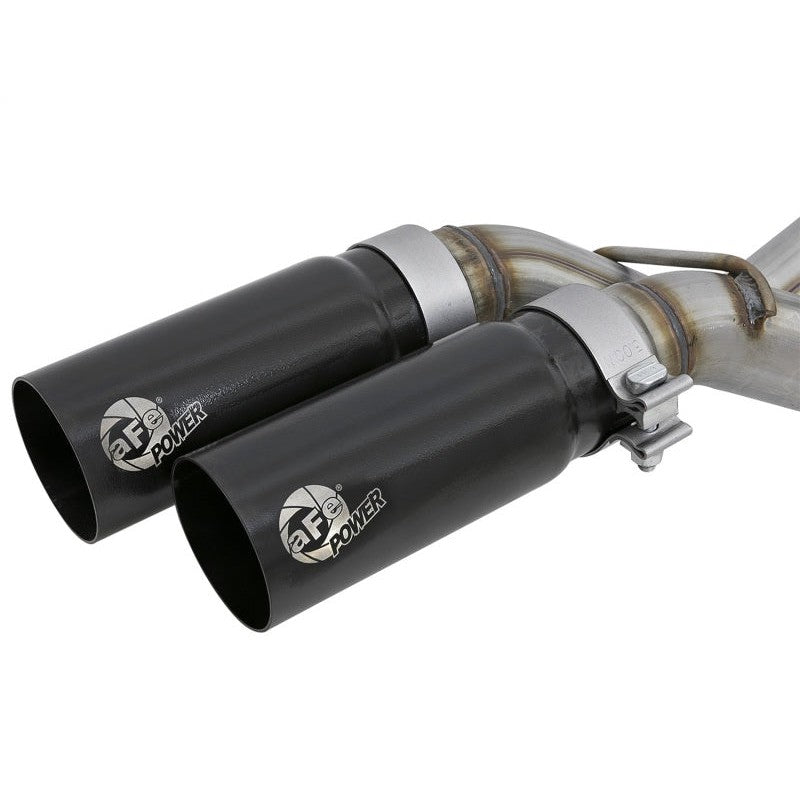 aFe Rebel Series Exht 3in SS Middle Side Exit CB w/ Black Tips 11-14 Ford F150 Ecoboost V6 3.5L (tt)