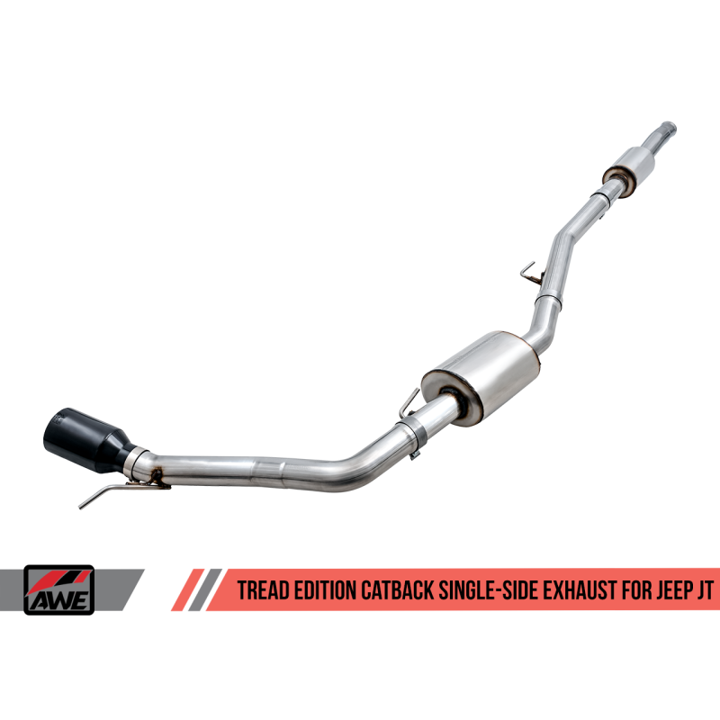 AWE Tuning 20-21 Jeep Gladiator JT 3.6L Tread Edition Cat-Back Single Side Exhaust - Diamond Blk Ti - T1 Motorsports