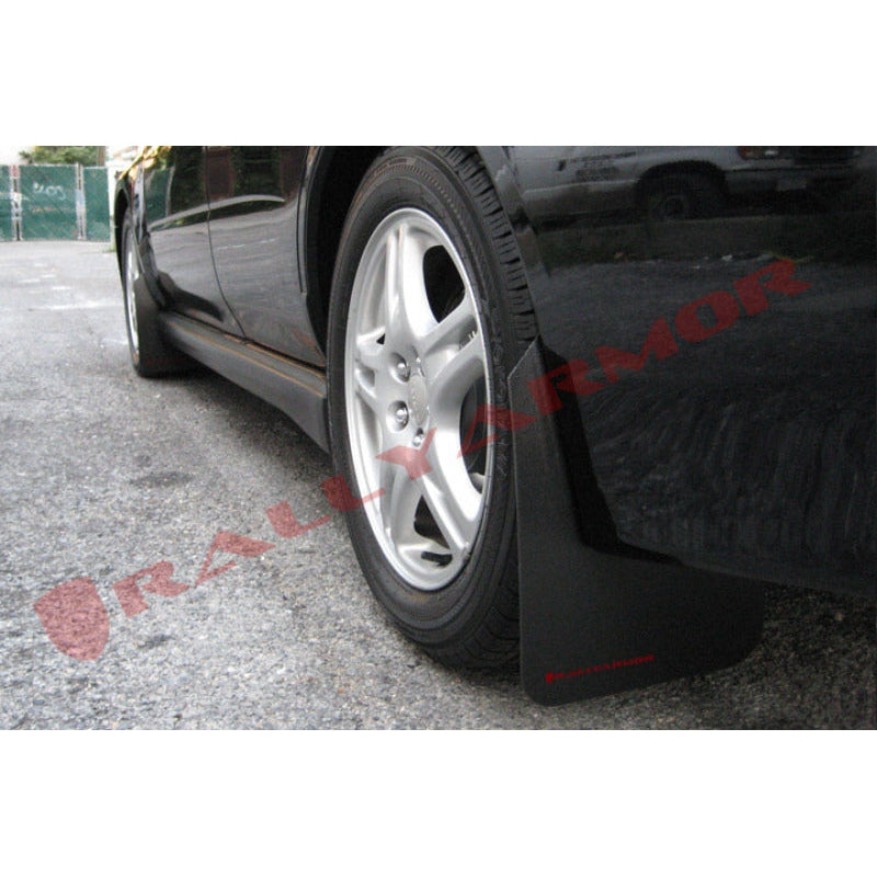 Rally Armor 02-07 Subaru WRX/STI/RS/2.5i (wagons req mod) Basic Black Mud Flap w/ Red Logo - T1 Motorsports