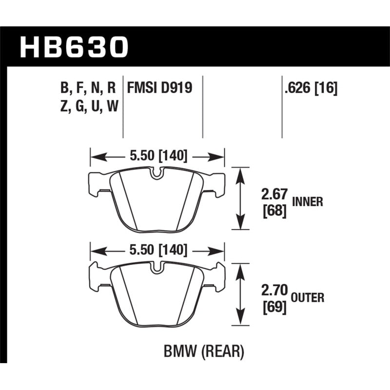 Hawk 06-10 BMW M5/M6 DC60 Rear Brake Pads - T1 Motorsports