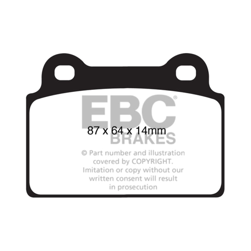 EBC Redstuff Brake Pads -  08-16 Mitsubishi Lancer Evo 10 2.0 Turbo (1 piece rotor) - Rear Brake Pads