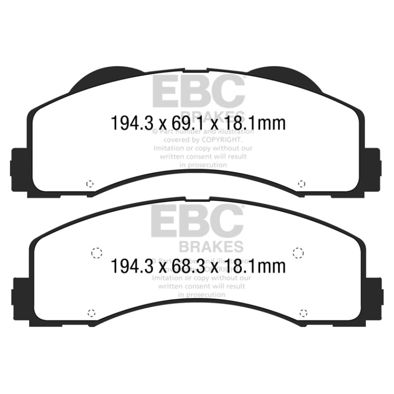EBC 15+ Ford F150 2.7 Twin Turbo (2WD) Extra Duty Front Brake Pads - T1 Motorsports