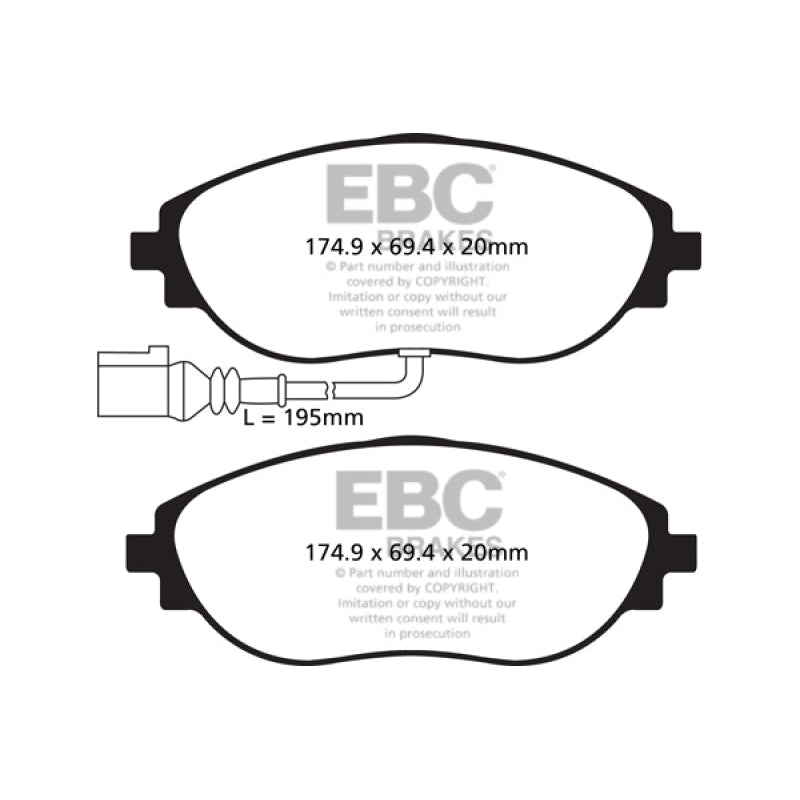 EBC Redstuff Brake Pads -  14-20 Audi S3 2.0 Turbo - Front Brake Pads