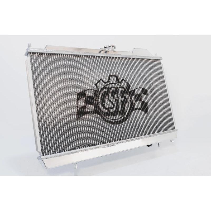 CSF 96-07 Mitsubishi Evo 4/5/6/7/8/9 Full-Slim Radiator w/12in Fan & Shroud/-16AN & Slip On Fitting - T1 Motorsports