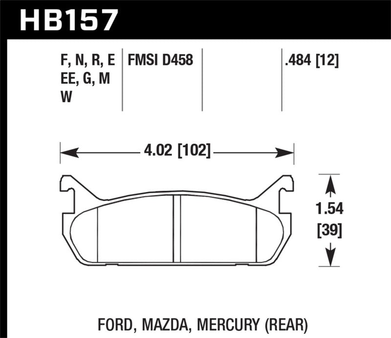 Hawk 94-96 Ford Escort GT/Mercury Tracer HPS 5.0 RearBrake Pads - T1 Motorsports