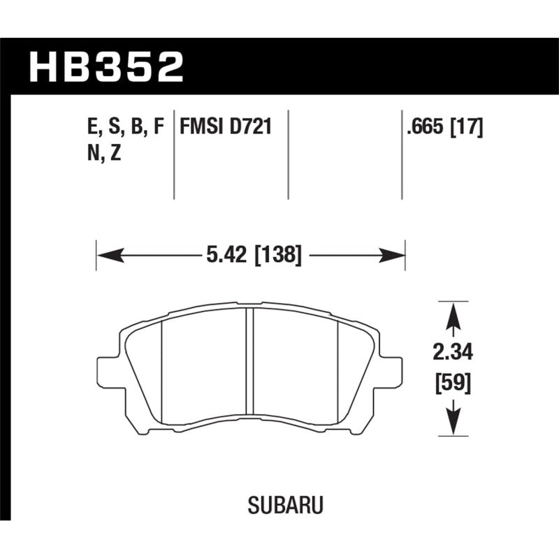 Hawk 1998-2/2002 Subaru Forester L (w/Rear Drum Brakes) High Perf. Street 5.0 Front Brake Pads - T1 Motorsports