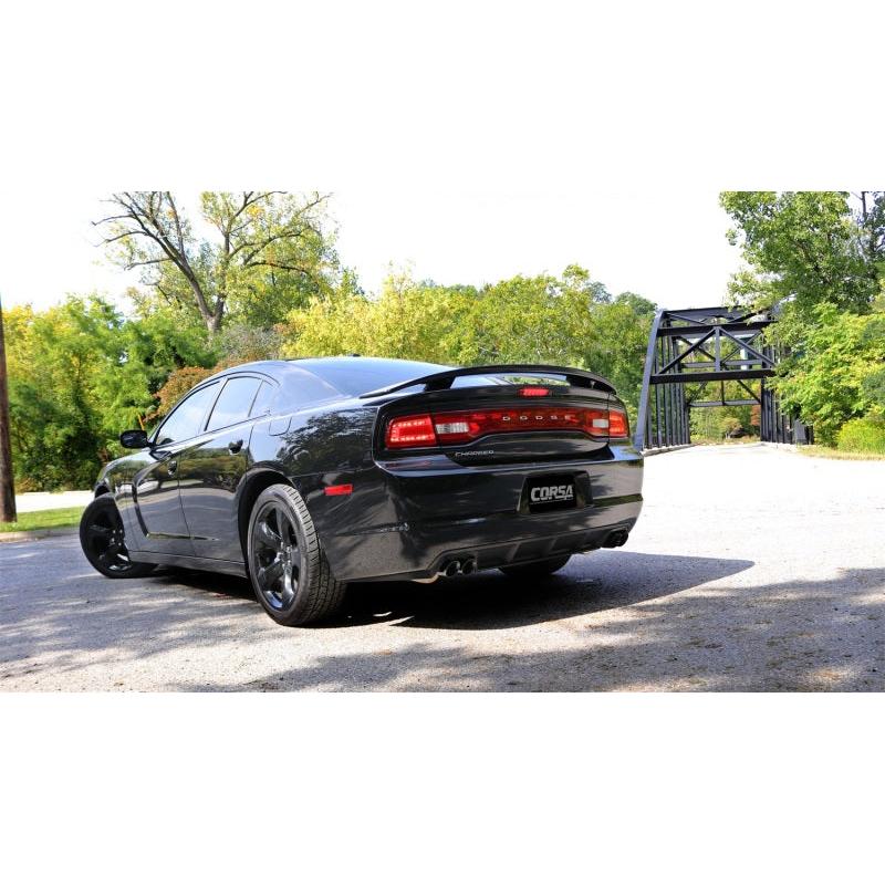 Corsa Sport Cat-Back Exhaust w/ Twin 3.0in Black Tips - 2011-2014 Dodge Charger SXT