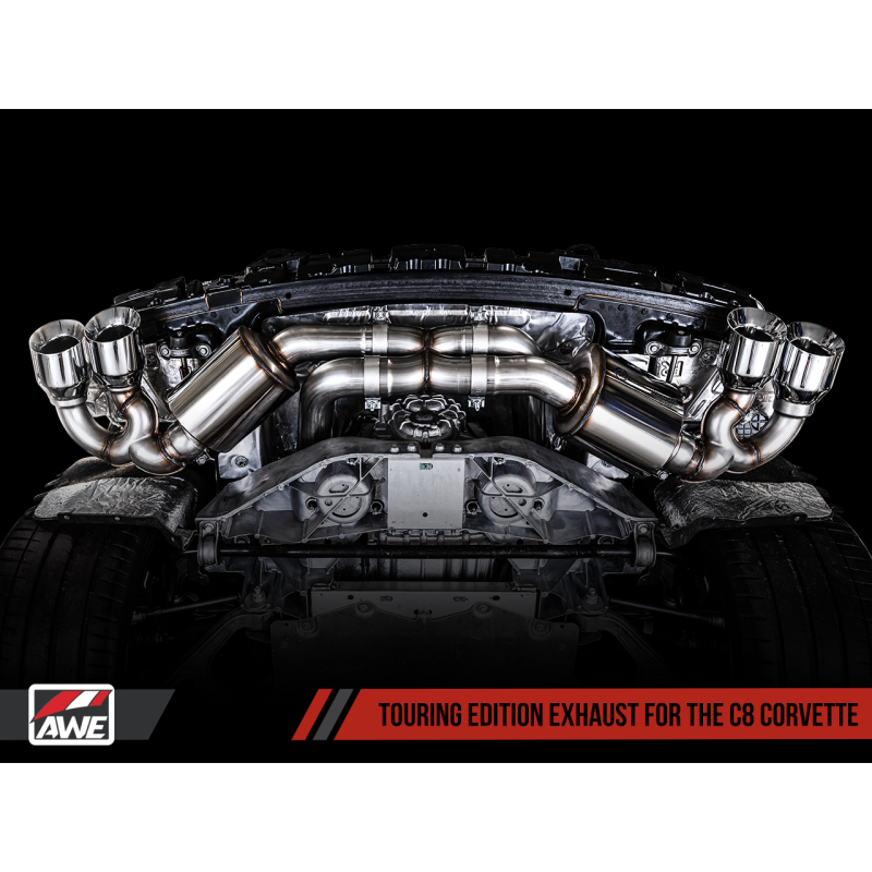 AWE Tuning 2020 Chevrolet Corvette (C8) Touring Edition Exhaust - Quad Diamond Black Tips