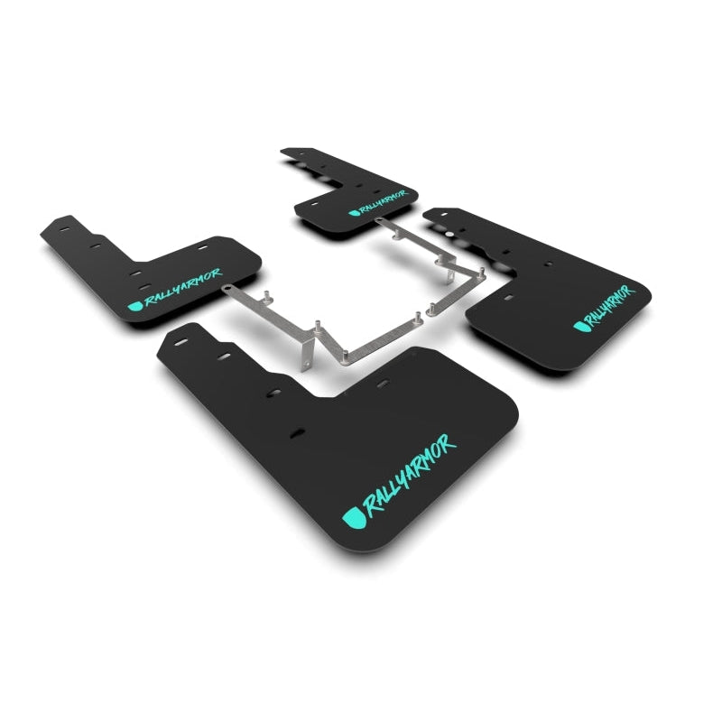 Rally Armor 17-21 Honda Civic Type R Black UR Mud Flap Altered Font Teal Logo - T1 Motorsports