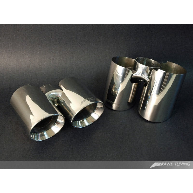 AWE Tuning Panamera Turbo Performance Exhaust System Touring Edition Polished Silver Tips