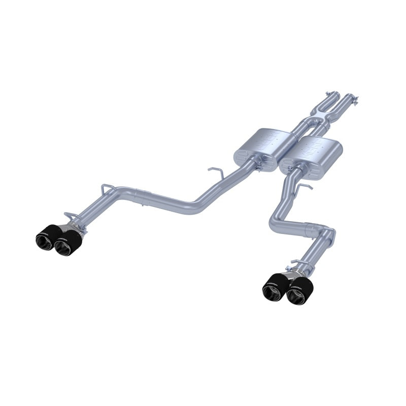 MBRP 2015+ Dodge Challenger 3.6L SS 2.5in Quad Tip Split Rear Exit w/ Carbon Fiber Tips - T304 - T1 Motorsports